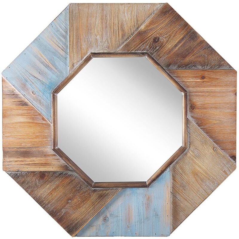 foto del prodotto specchio decorativo in legno scuro forma ottagonale 77 x 77 cm mirio