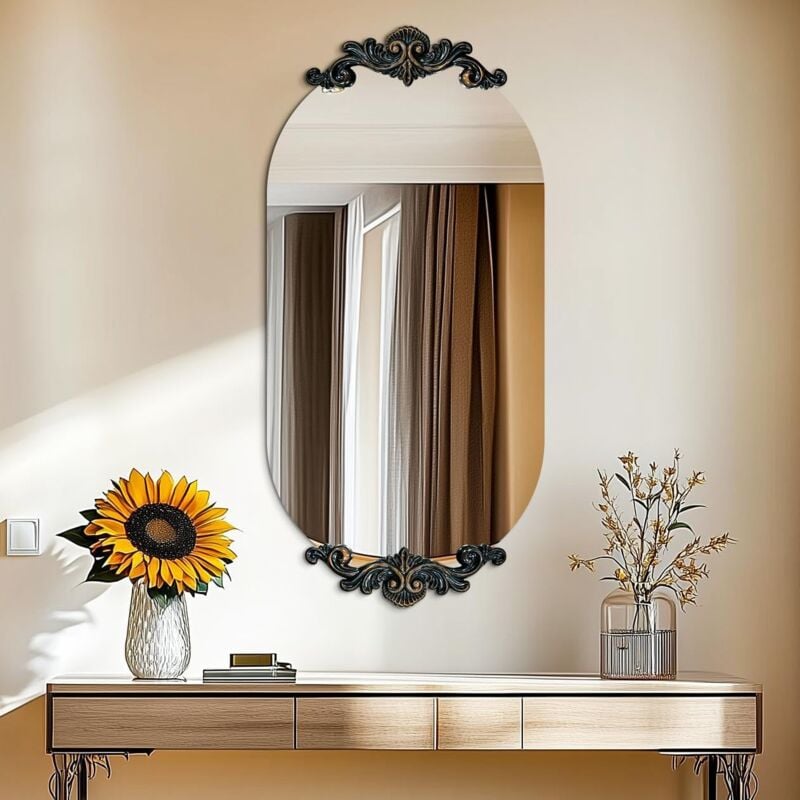 foto del prodotto specchio decorativo ovale da parete ingresso bagno vintage 80x50cm 3d motivi rilievo barocco decorazione