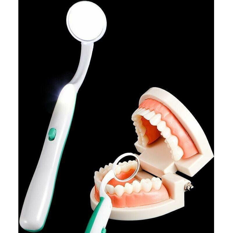 foto del prodotto specchio dentale con luce specchio dentale specchio orale specchio di ispezione specchio orale per cure dentistiche, verde