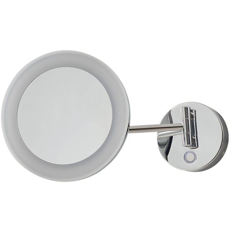 foto del prodotto specchio di cortesia a led lucande fyria, cromo, acciaio, cct