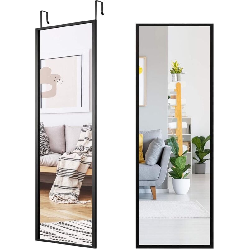 foto del prodotto specchio figura intera da parete, specchio per porta, cornice in legno, 107,4x36,5cm, nero costway