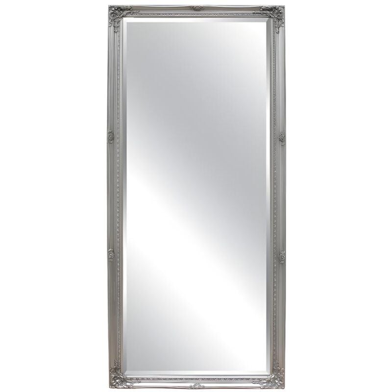 foto del prodotto specchio grande con modanature 80 x 190 cm legno di eucalipto argentato elvire