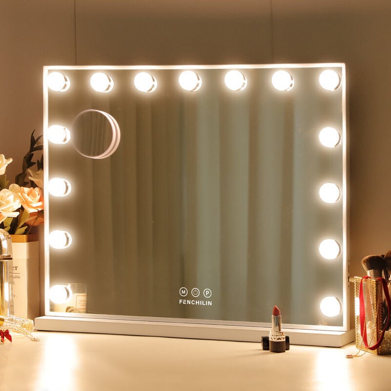 foto del prodotto specchio illuminato hollywood porta di ricarica usb 15 dimmer 3 modalit di illuminazione specchio illuminato per il trucco specchio illuminato