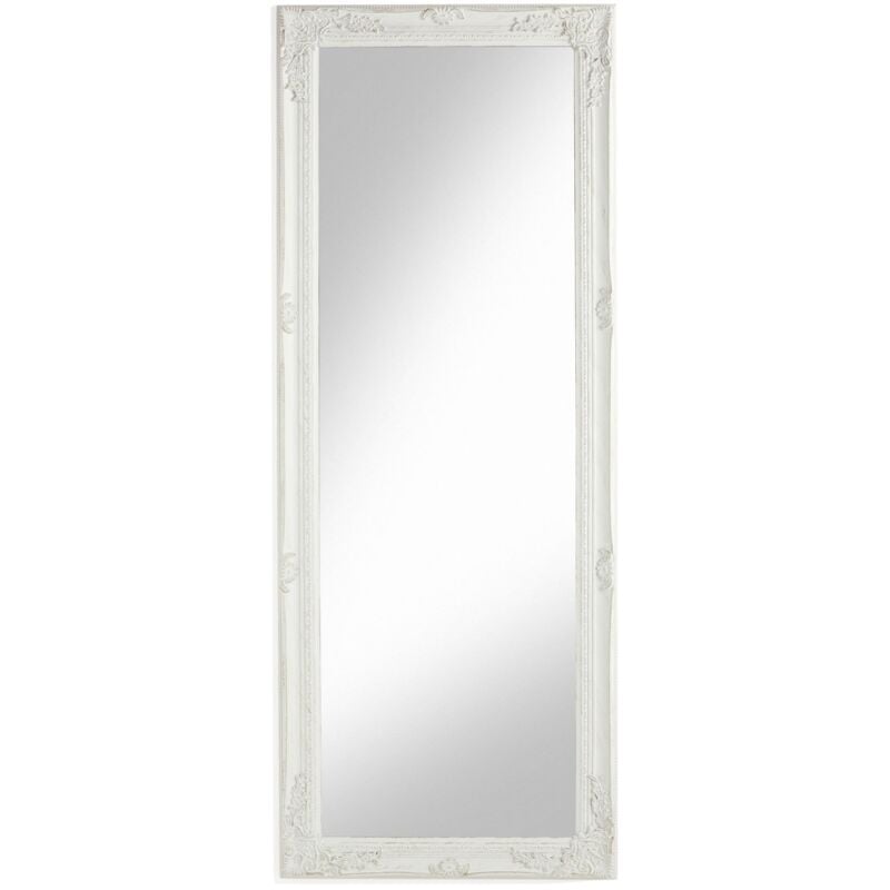 foto del prodotto specchio in legno bianco con cornice shabby, specchiera da parete rettangolare per camera da letto, bagno o soggiorno, specchio shabby bianco