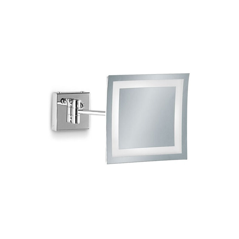foto del prodotto specchio ingranditore da bagno quadrato a parete con luce led e cornice sabbiata