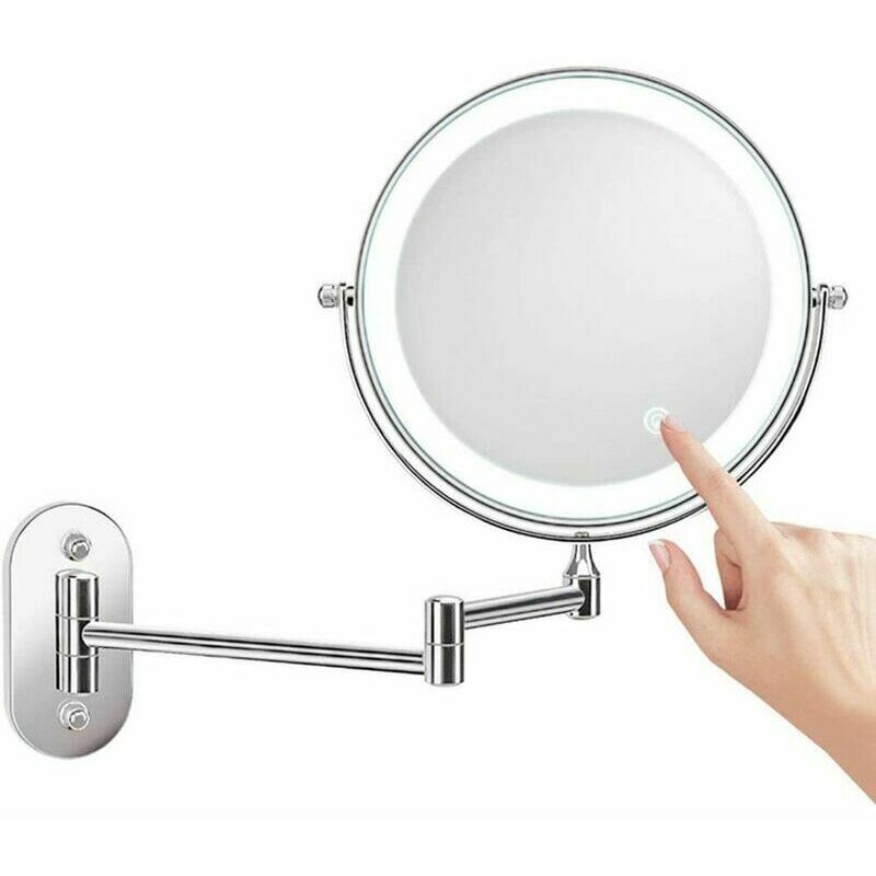 foto del prodotto specchio ingranditore da parete illuminato da 8 pollici x10, specchi per trucco a led con funzione di spegnimento automatico dopo 0,5 ore, alimentato