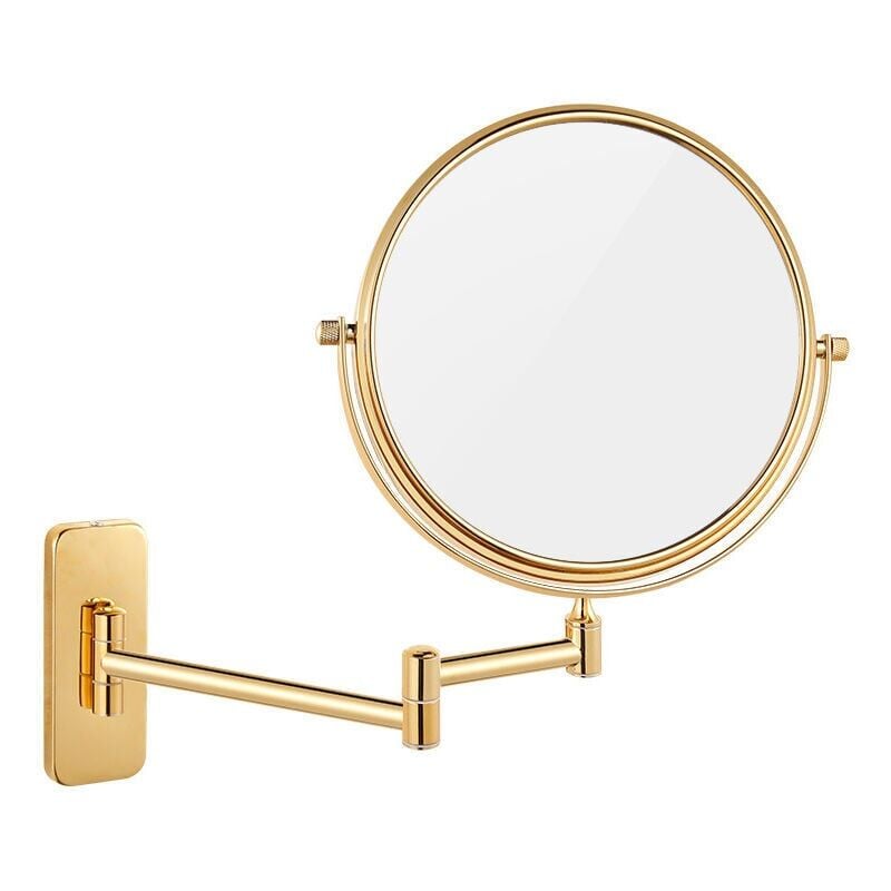 foto del prodotto specchio ingranditore, specchio ingranditore 10x, specchio da trucco rotondo da parete per bagno, specchio da barba dorato da parete con braccio