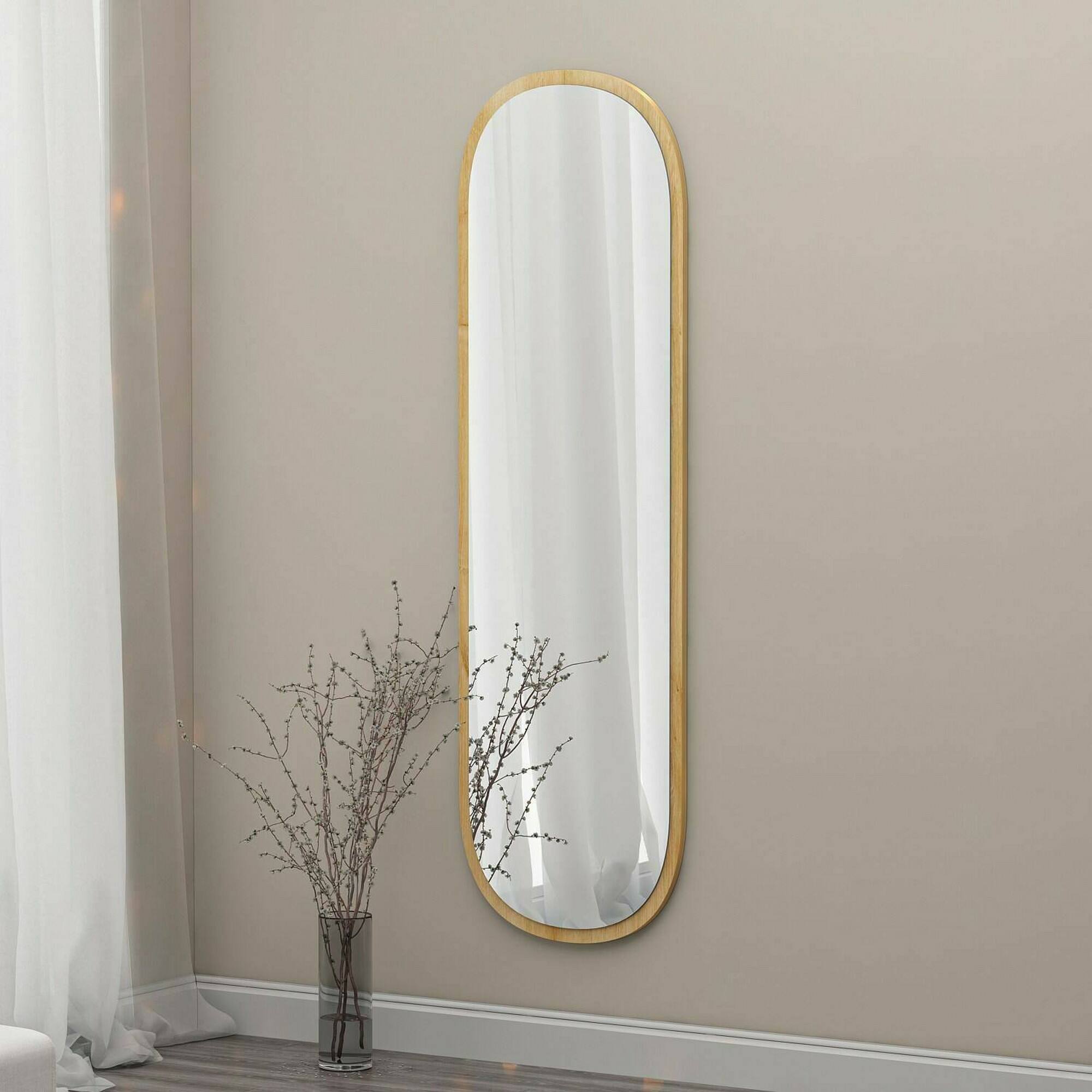 foto del prodotto specchio korban, specchiera, articolo d 39 arredo a muro, decorazione con specchio, 40x2h120 cm, rovere