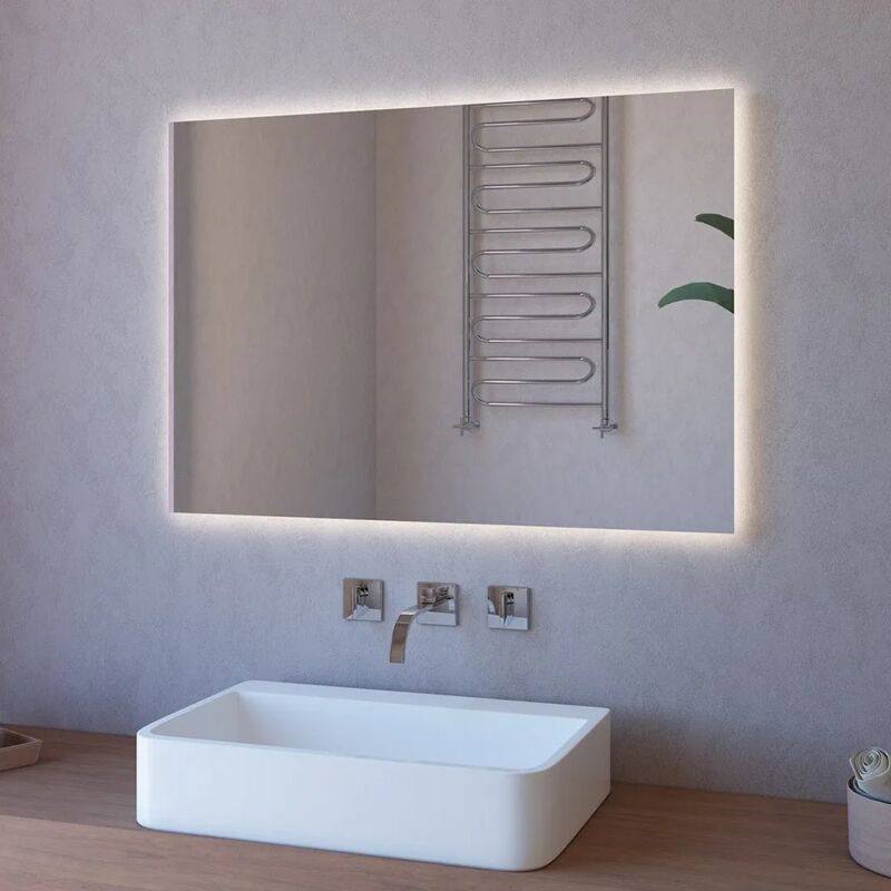 foto del prodotto specchio led 100x70 installazione reversibile e illuminazione perimetrale
