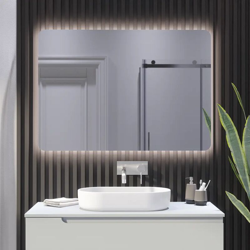foto del prodotto specchio led 60x80 cm retroilluminato con sensore touch screen anti impronta mod. anka