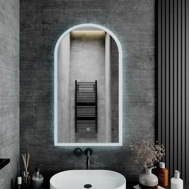 foto del prodotto specchio led bagno 40x80 cm luce calda fredda con sensore touch screen mod. avior
