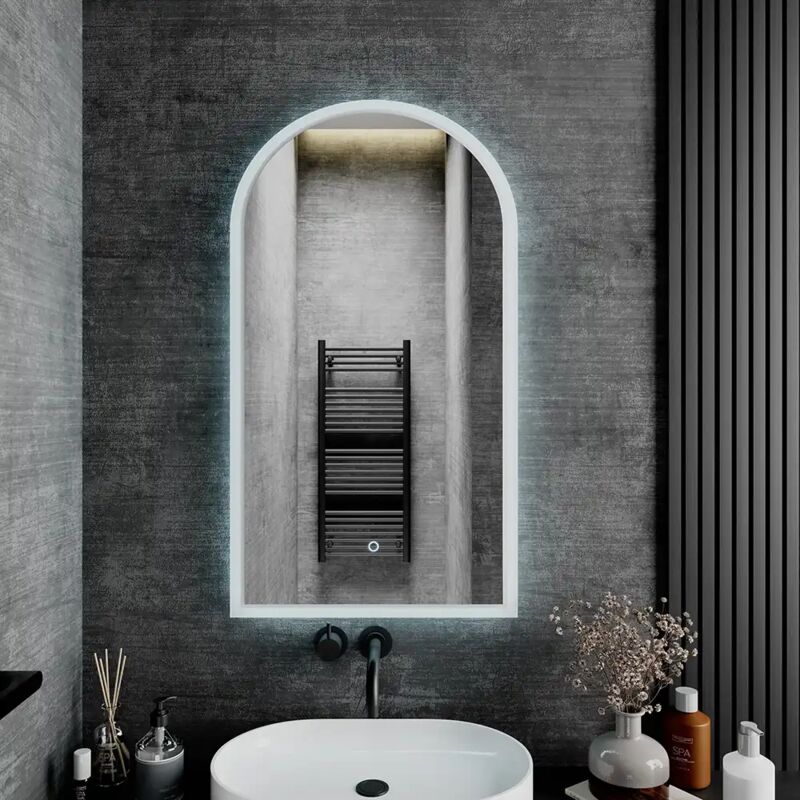 foto del prodotto specchio led bagno 50x90 cm luce calda fredda con sensore touch screen mod. avior
