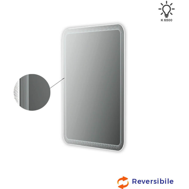 foto del prodotto specchio led intarsiato righe 90x60 retroilluminato