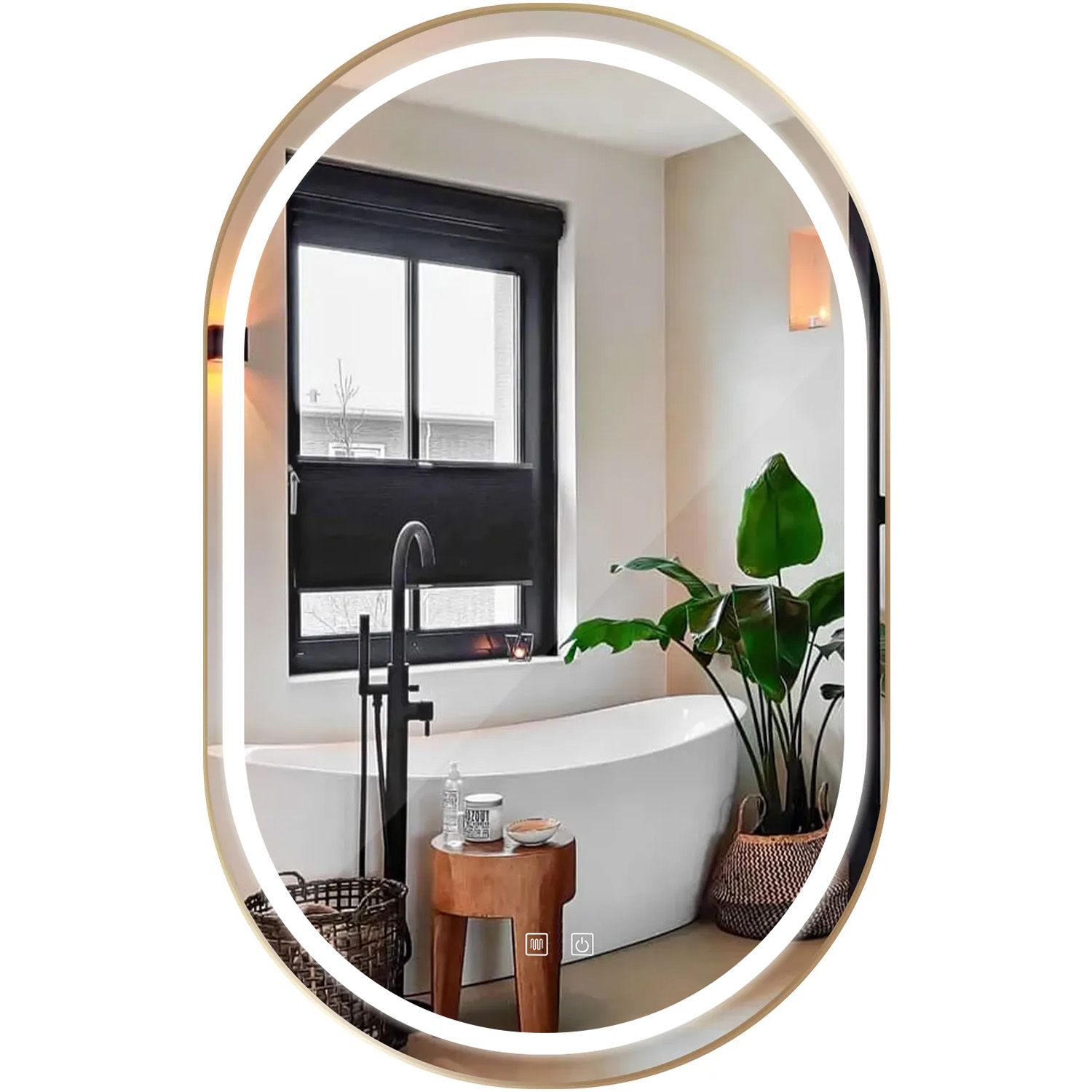 foto del prodotto specchio led oll 60x90 cm brush gold
