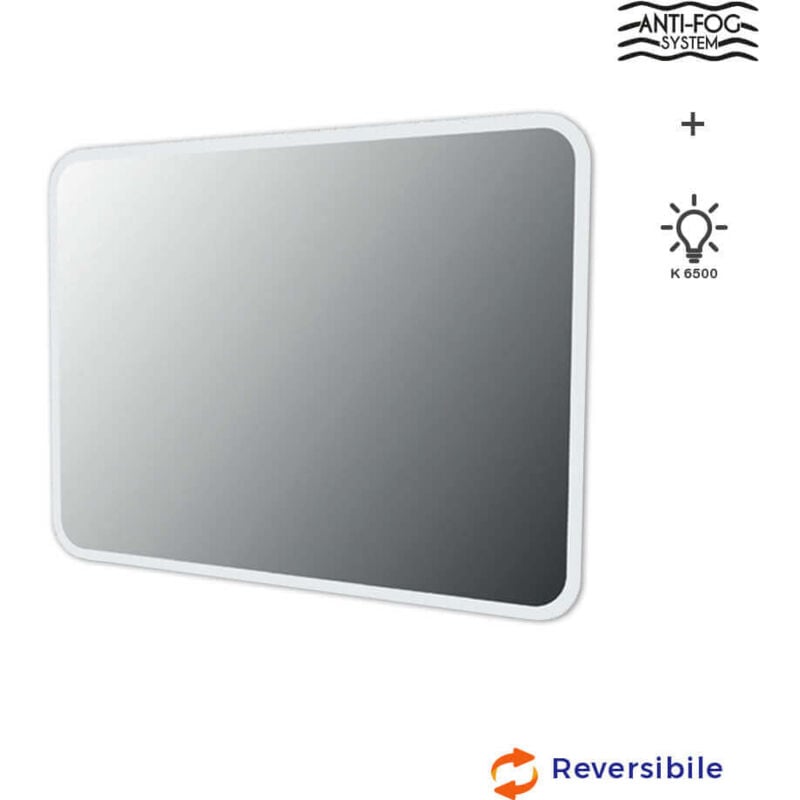 foto del prodotto specchio led retroilluminato bordo satinato anti fog system anticondensa 70x95