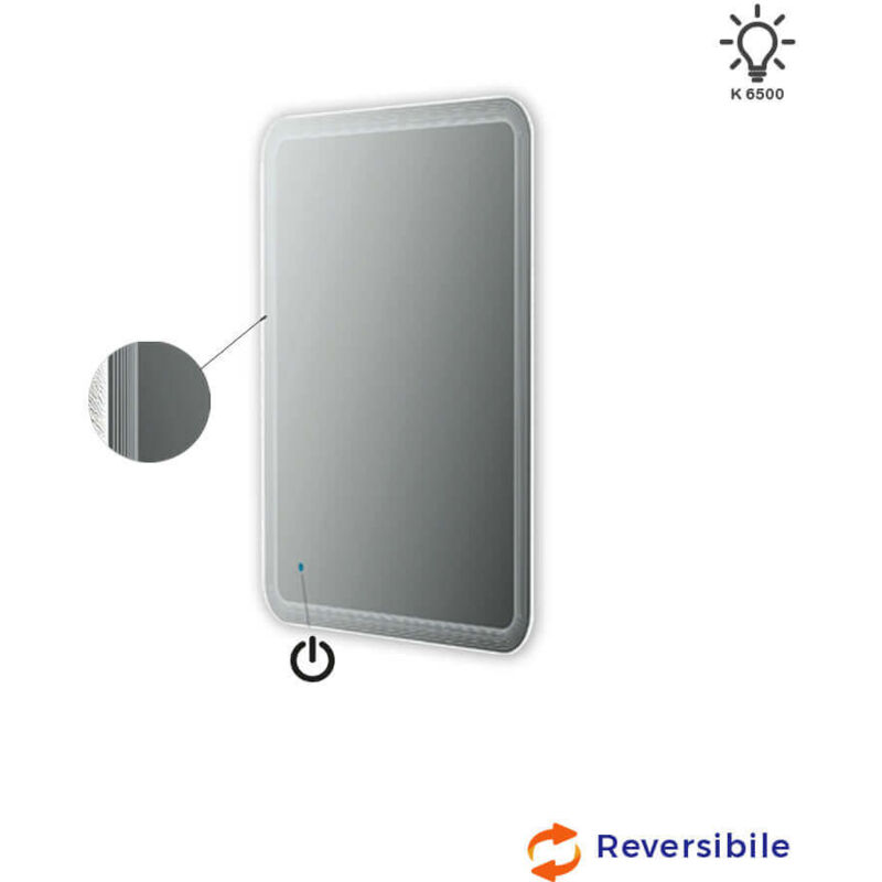 foto del prodotto specchio led righe 90x60 reversibile accensione touch