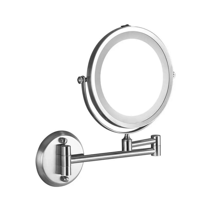 foto del prodotto specchio led rotondo 3w double face rotabile a 360 con braccio estendibile ingranditore 3x d170mm 6400k ip44 sku-6628