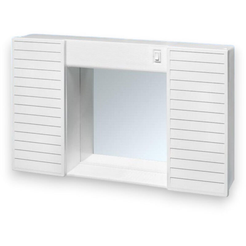foto del prodotto specchio mobile bagno con due ante luce e interruttore 50x12xh37 cm