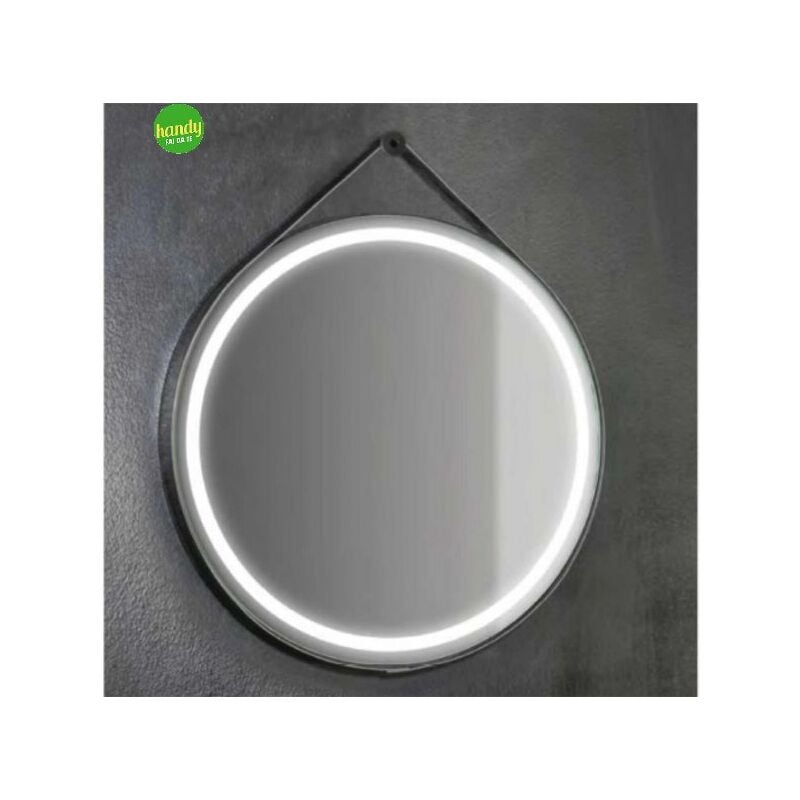 foto del prodotto specchio mobo 60cm cornice led supporto ecopelle