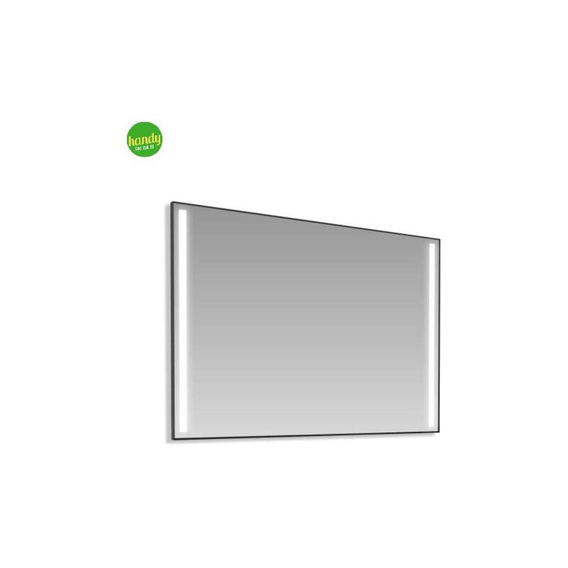 foto del prodotto specchio mobo 70x100cm cornice nera 2 fasce led