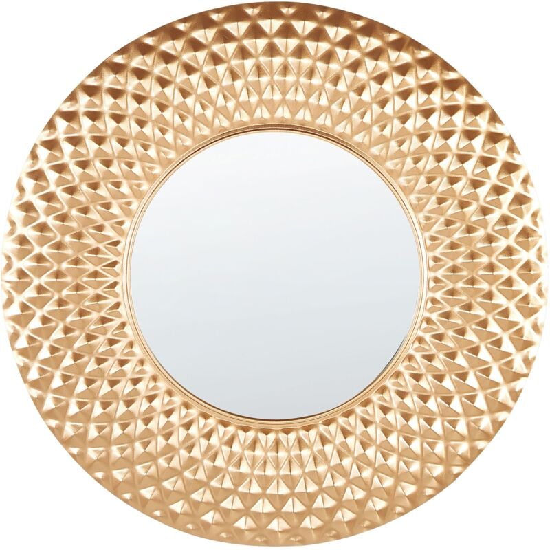 foto del prodotto specchio moderno rotondo da parete decorativo in metallo oro 60 cm combe