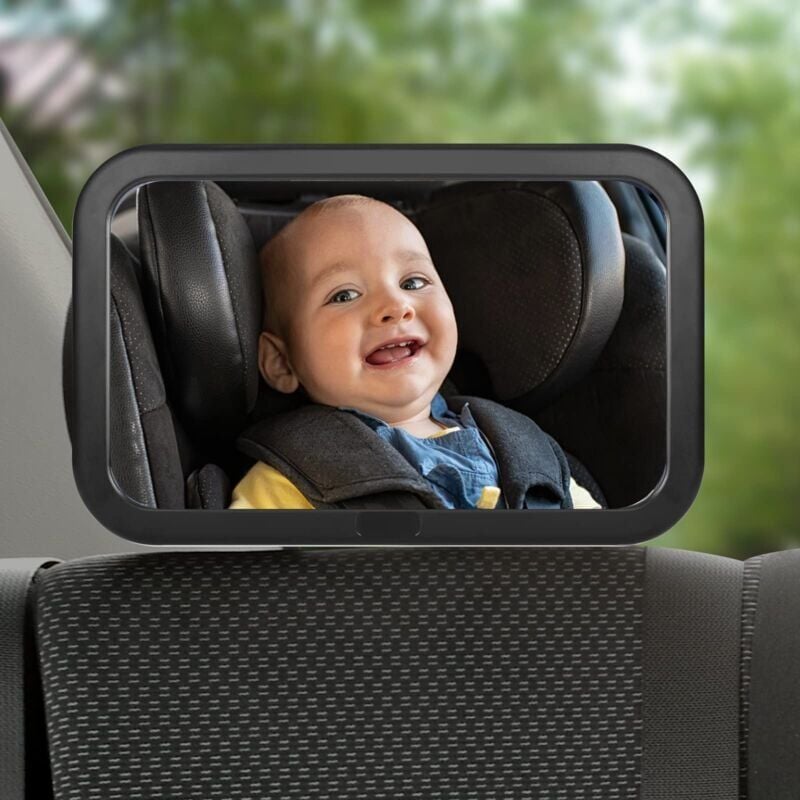 foto del prodotto specchio per auto per bambini, specchio per auto per bambini con rotazione a 360 regolabile e 100 infrangibile, facile installazione con cinghie