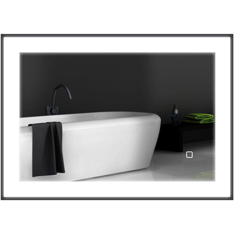 foto del prodotto specchio per bagno con illuminazione a led regolabile nero homcom