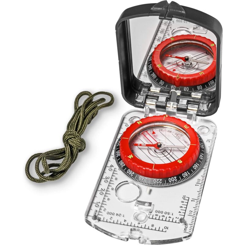 foto del prodotto specchio per bussola con inclinazione regolabile bussola da boy scout per sopravvivenza e campeggio bussola per la navigazione su piedistallo per