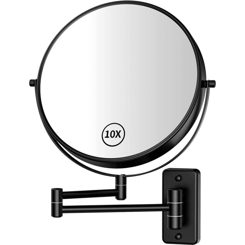 foto del prodotto specchio per il trucco da parete grande da 9 pollici con ingrandimento 1x 10x, specchio per il trucco girevole a 360 , specchio cosmetico bifacciale