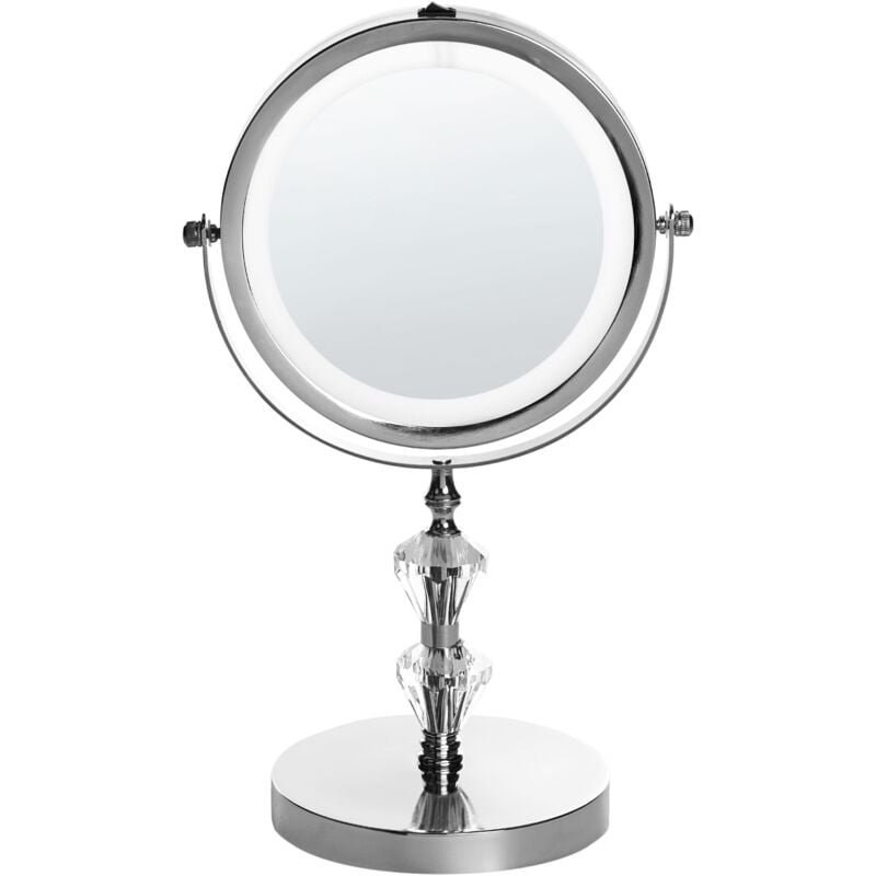 foto del prodotto specchio per make up con illuminazione led metallo argentato 20 cm doppio lato laon