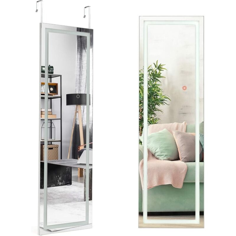 foto del prodotto specchio per porta arcadia con luci led, 3 colori luce regolabile, bianco, 120x37cm