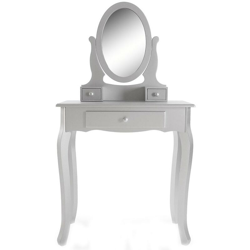 foto del prodotto specchio per trucco tolette con 3 cassetti argento contenitore porta gioielli da casa mobile in legno