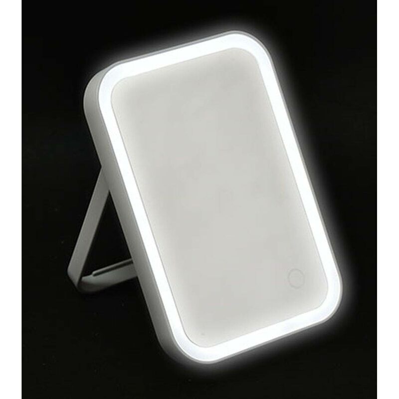 foto del prodotto specchio ps rettangolare con led su supporto grigio tendance