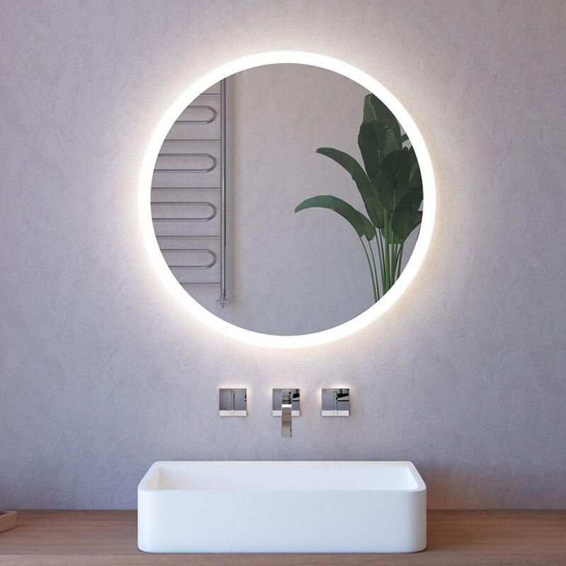 foto del prodotto specchio retroilluminato led 85 cm tondo da parete con telaio nero