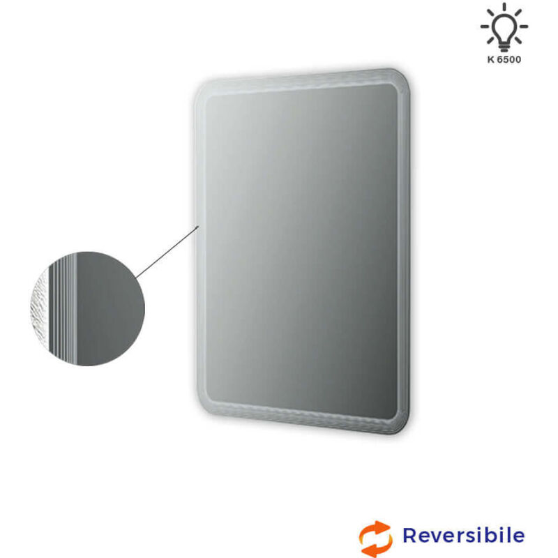 foto del prodotto specchio retroilluminato led righe 90x74 reversibile
