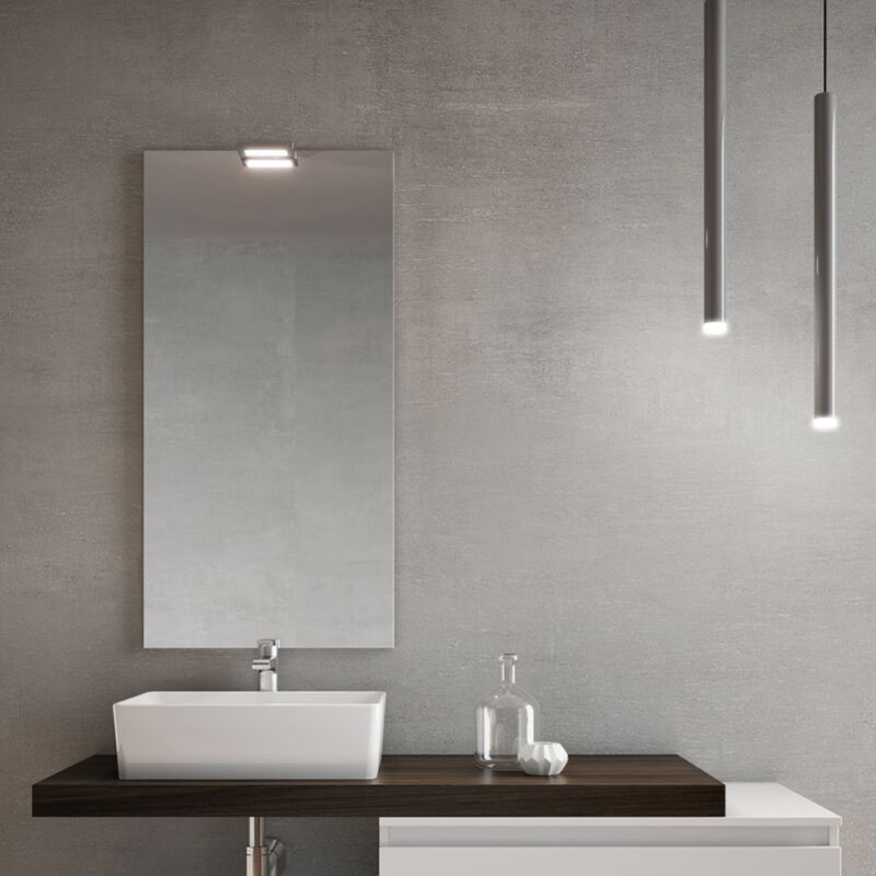 foto del prodotto specchio rettangolare 52 cm con lampada led a filo muro