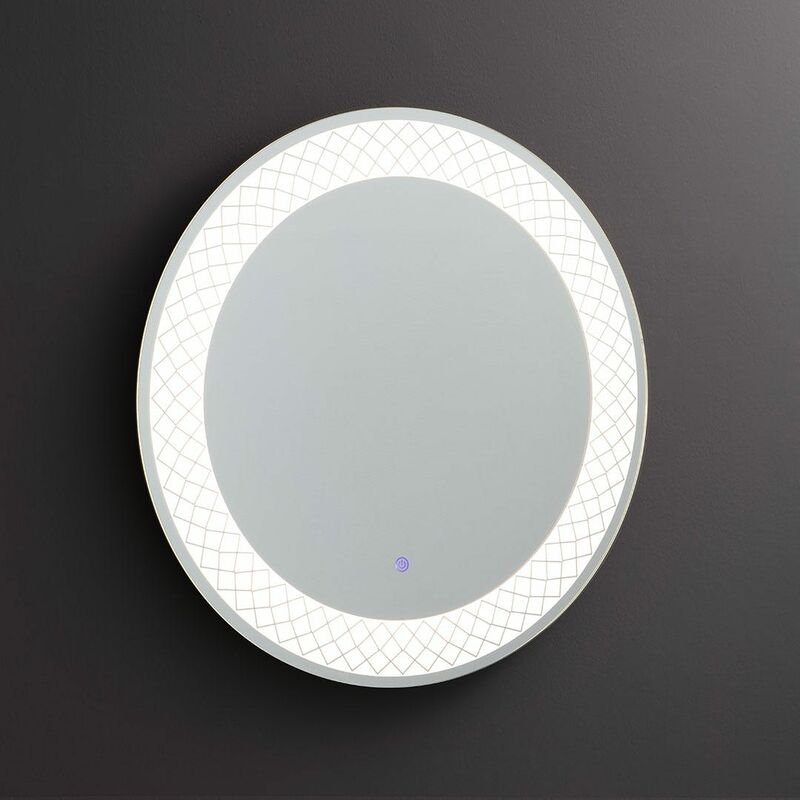 foto del prodotto specchio rotondo con decorazione illuminata a led 70cm