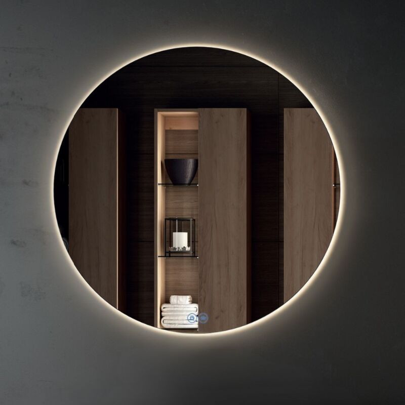 foto del prodotto specchio rotondo da bagno retroilluminato led anti appannamento 100 cm tekyr