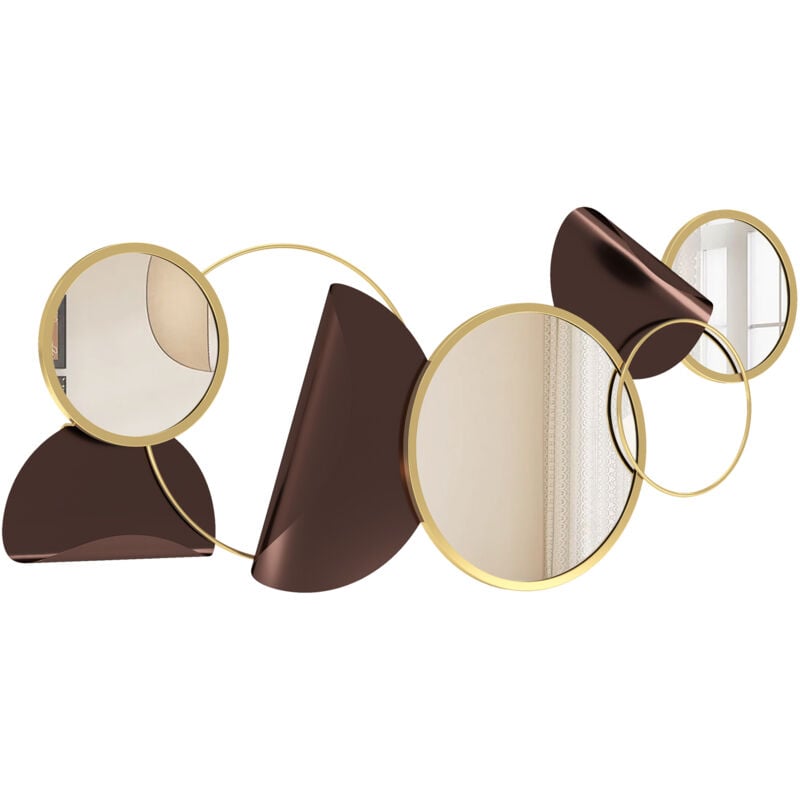 foto del prodotto specchio rotondo da parete con decorazione in metallo 3d oro homcom