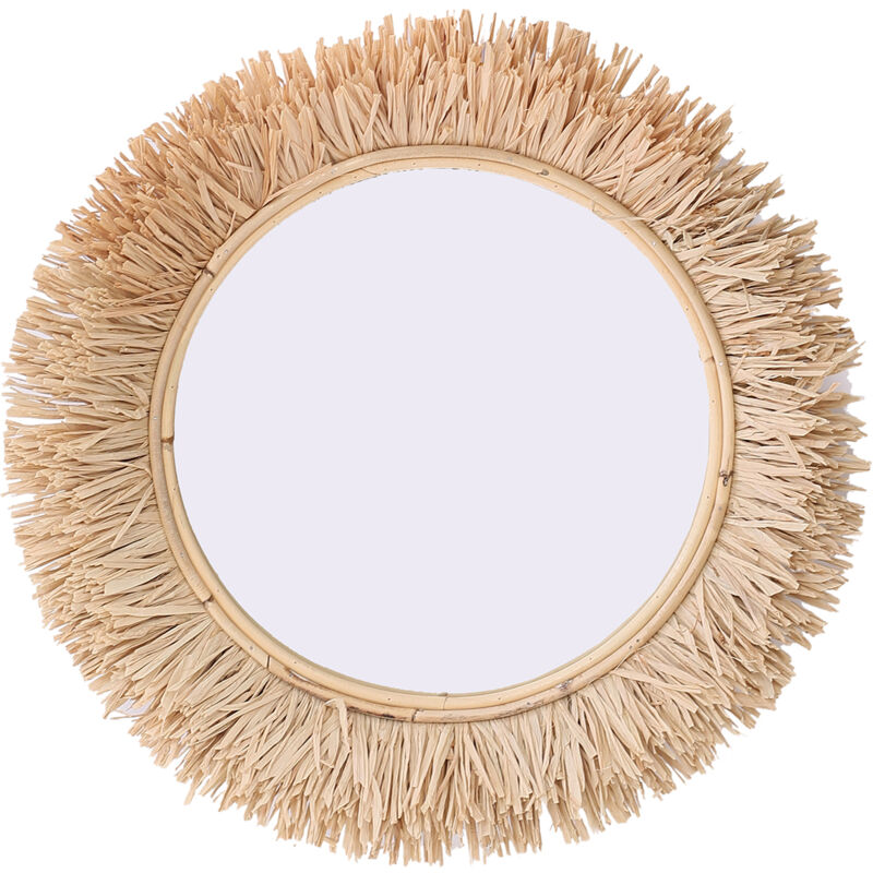 foto del prodotto specchio rotondo grass marrone vintage 45 cm specchi decorativi in palma e alghe signes grimalt