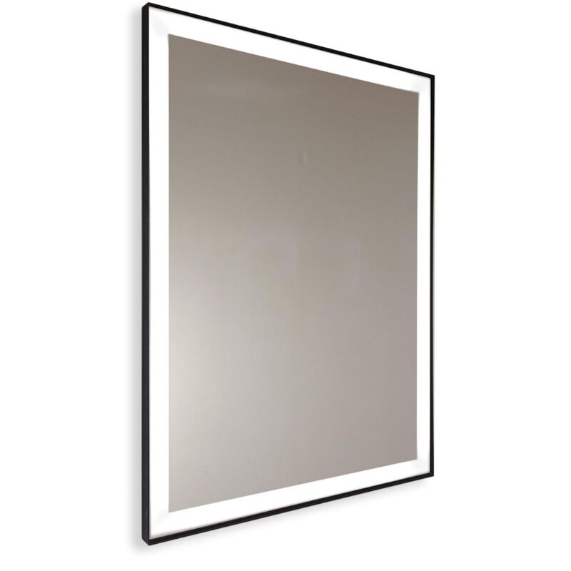 foto del prodotto specchio sabbiato su misura retroilluminato con bordo perimetrale nero fino a 100 cm fino a 50 cm