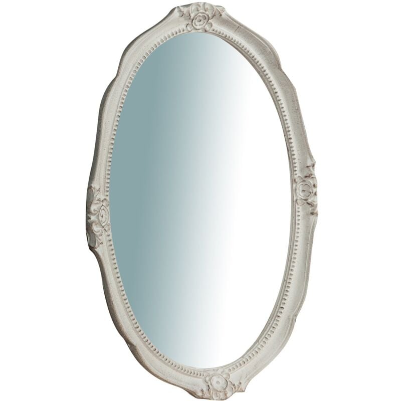 foto del prodotto specchio specchiera da parete e appendere verticale orizzontale in legno finitura bianca anticata l37xpr3,5xh51 cm made in italy