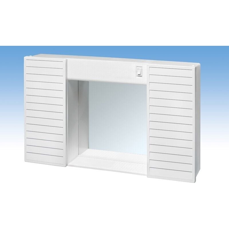 foto del prodotto specchio specchiera per bagno 2 ante in pvc luce e interruttore 58x37x12 simpaty