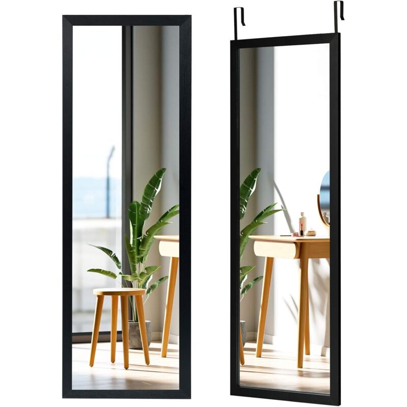 foto del prodotto specchio sulla porta o sul muro, specchio a figura intera, specchio montato al muro per camera da letto salone spogliatoio,120 x 37 cm nero 