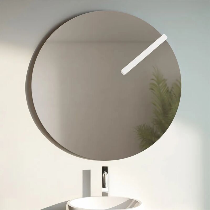 foto del prodotto specchio tondo 70 cm a filo lucido con lampada a led da 26 cm