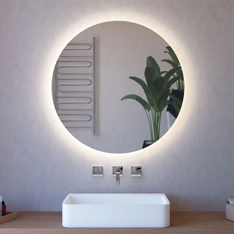 foto del prodotto specchio tondo 85 cm a filo lucido con illuminazione perimetrale a led