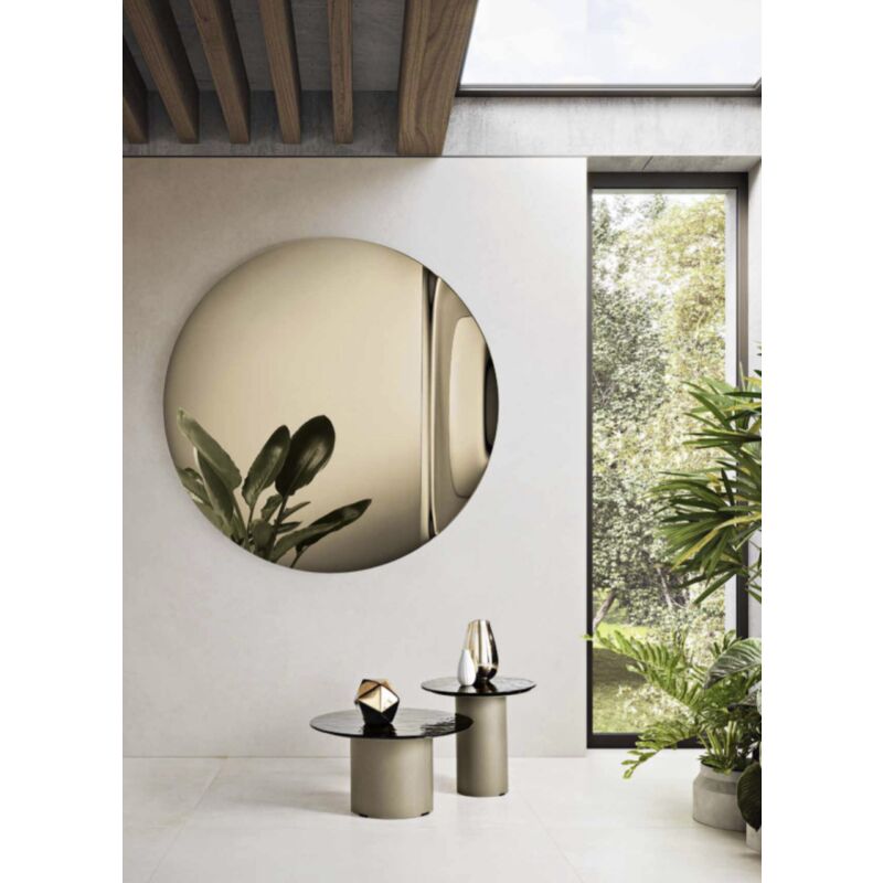 foto del prodotto specchio tondo con onda d120 cm spin bronzo