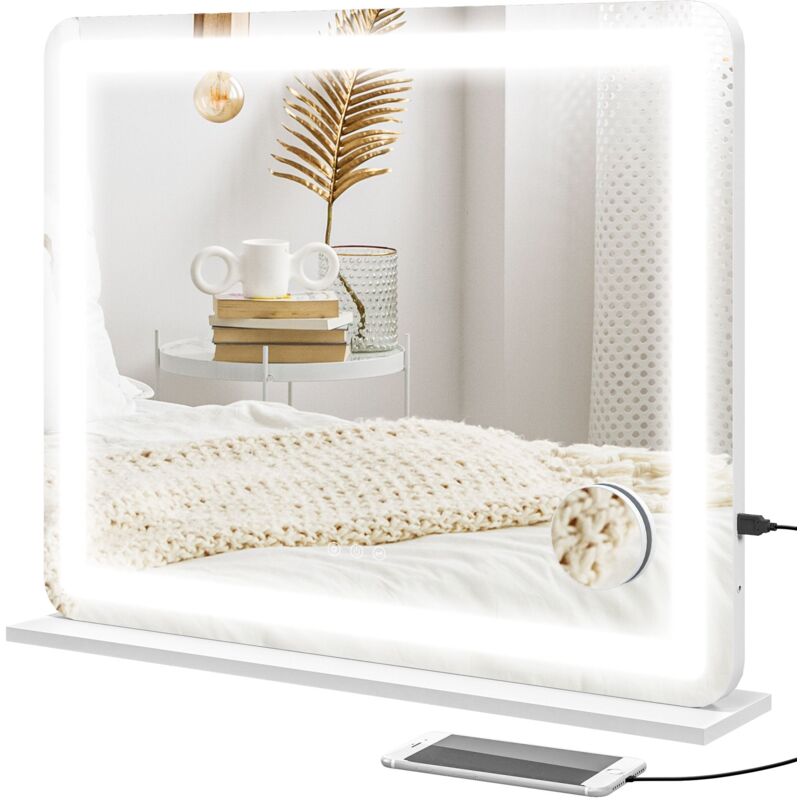 foto del prodotto specchio trucco 80x62x14 cm con led regolabili touch e ingranditore 10x