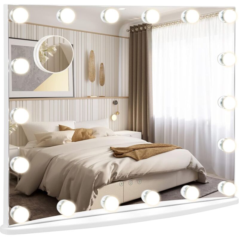 foto del prodotto specchio trucco con 18 luci a led, specchio con illuminazione, controllo touch, 4 luminosit regolabili, 3 colori di luci disponibile relax4life