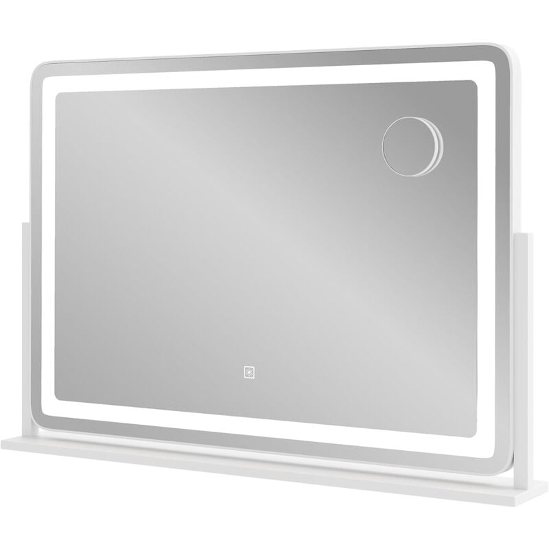 foto del prodotto specchio trucco con luci 80 x 55 cm, luminosit regolabile, con specchio ingrendimento 10x, specchio da tavolo a rotazione 360 relax4life